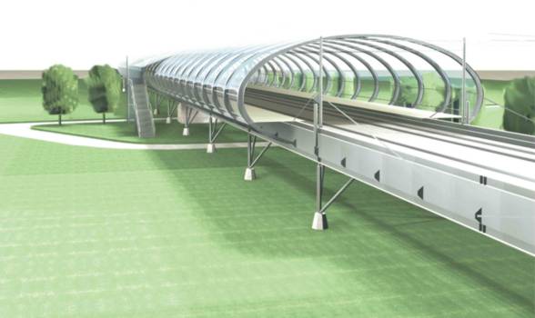 Schnellbahn in Hochlage